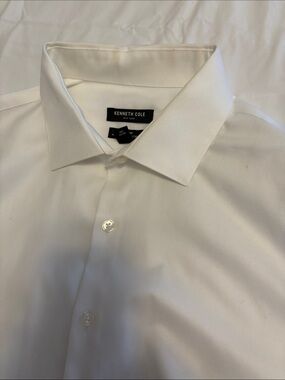 Kenneth Cole Men's White Spread Collar Dress Shirt